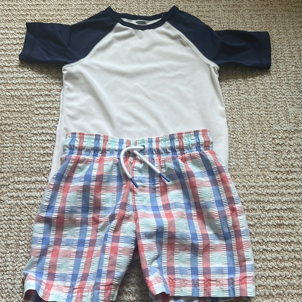Boys swim trunk and rash guard pairing